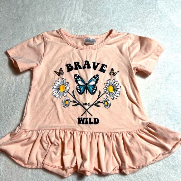 Toddler Girls "Brave and Wild" Babydoll Graphic Tee 0514K - Picture 2 of 6